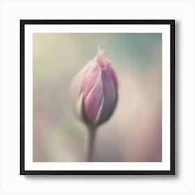 A Close Up Of A Delicate Flower Bud Just Beginning To Bloom, With Soft Petals And Hints Of Vibrant C (5) Art Print