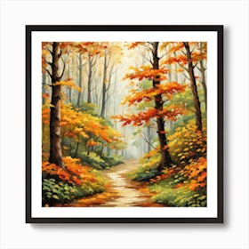 Forest In Autumn In Minimalist Style Square Composition 71 Art Print