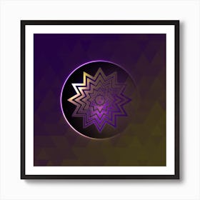 Geometric Neon Glyph on Jewel Tone Triangle Pattern 245 Art Print