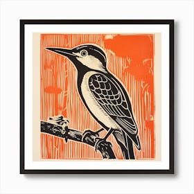 Retro Bird Lithograph Woodpecker 3 Art Print