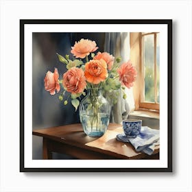 Peonies In A Vase Art Print