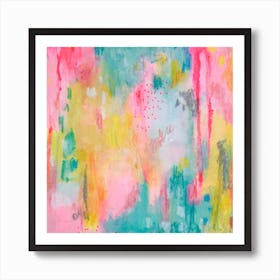 Pink Turquoise Abstract Pastel Aesthetic Art Print