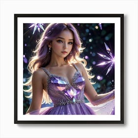 Girl In A Purple Dress fuh Art Print