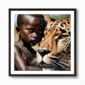 Child With A Leopard Affiche