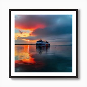 Sunset On A Ferry 1 Art Print