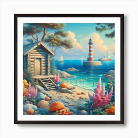 Lighthouse By The Sea Art Print