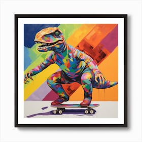 T-Rex On Skateboard Art Print