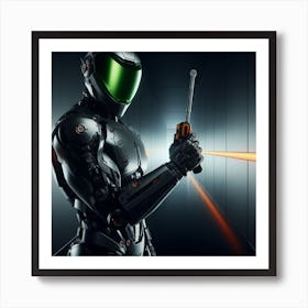 Robot Man Holding A Gun Art Print