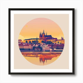 A Prague Castle In Prague Minimal Illustration 1720028450 2 Art Print