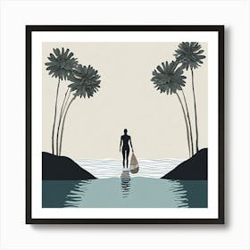 Man On Surfboard Art Print