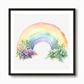 Rainbow With Succulents Art Print