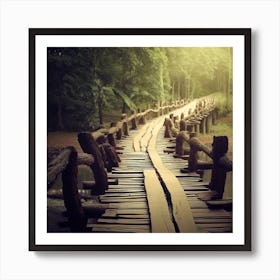 Wooden Bridge In The Forest 1 Art Print