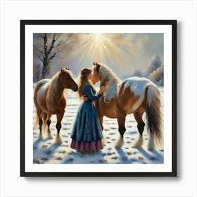 Kissing Horses Art Print