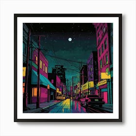 Neon City Night Art Print