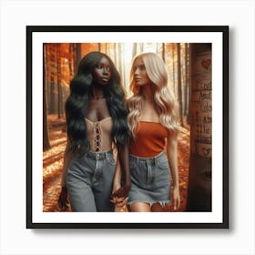 Two Women In The Woods Art Print