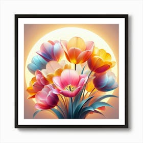 Colorful Tulips Art Print