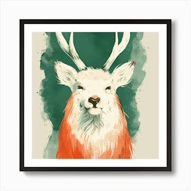 Deer Antlers Orange Art Print