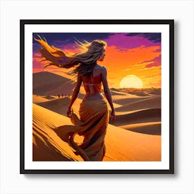 Sunset Model Sand Dunes Art Print