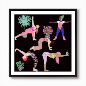 Yoga At Home Square Art Print