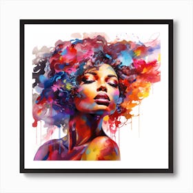 Portrait Of A Woman With Colorful Hair 1 Art Print