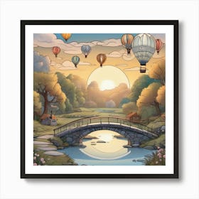 Hot Air Balloons Landscape 21 Art Print