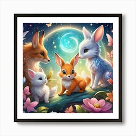 Cute wall decor of Foxes Art Print