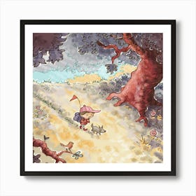 Sweet Boy Dog Adventure Illustration Art Print