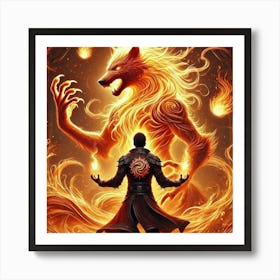 Ronan Ashheart Yang Fire Wolf Art Print