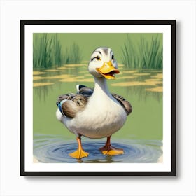 Duck In Water 6 Art Print