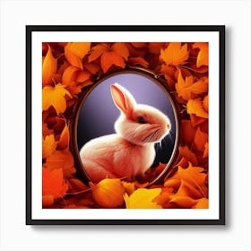 Autumn Rabbit In A Frame Art Print