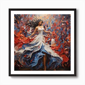 Dancer In Red White And Blue Art Print