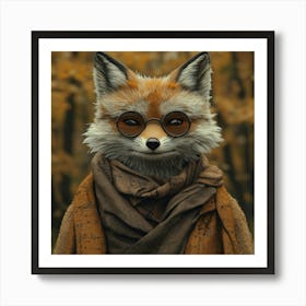 Fox In Glasses Art Art Print