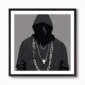 Hooded Man With Chains Art Print