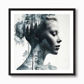 Portrait Of A Woman With Trees Art Print