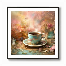 Shabby Chic Dreamy Mist Pastel Junk Journals Coffe (1) Art Print