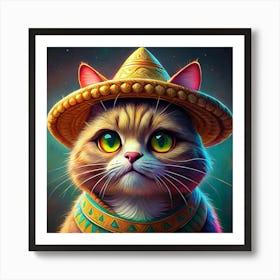 Cat Wearing A Sombrero 1 Art Print