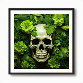 Skull With Flowers Art Print