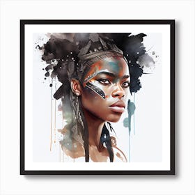 Watercolor African Warrior Woman  #6 Art Print