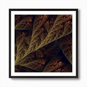 Brown Floral Abstract Fractal Art Print