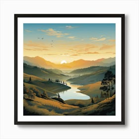 Landscape At Sunset 1 Art Print