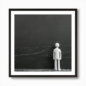 Blackboard Man Standing In Front Of Blackboard Art Print