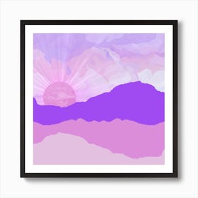 Sunset Over Mountains Art Print