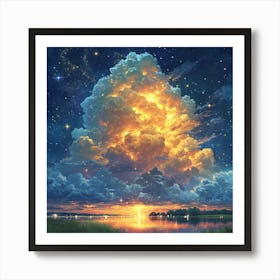 Cloudy Night Sky Art Print