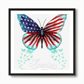 Limited Edition Butterfly Usa Flag Cute 4th Of July Funny Art Print