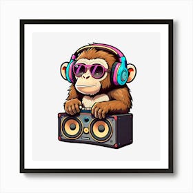 Monkey Dj Art Print