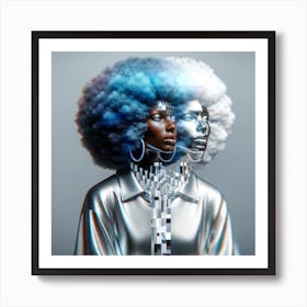 Blue Afro Art Print