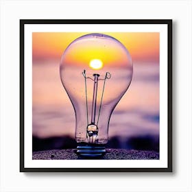 Light Bulb At Sunset Art Print