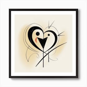 Dolphin Heart Abstract Art Print