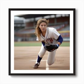 Girl In A Baseball Uniform 1 Art Print