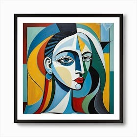 Woman In A Blue Dress Art Print